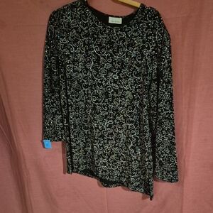 Jaipur Women's Black and Silver Patterned Blouse